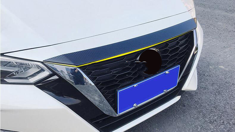for Nissan Sentra 2020-2023 Carbon Fiber ABS Front Hood Grill Cover Bonnet Trim