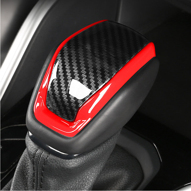 ABS Red&Carbon fiber Gear Shift Knob Cover Trim For 2020-2024 Highlander v
