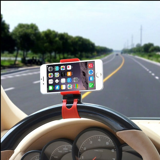 Phone Holder Car Steering Wheel Clip Mount GPS Cradle for iPhone Samsung LG