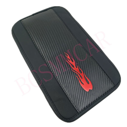Carbon Fiber Look Car Center Armrest Cushion Mat Pad Cover Auto Accessories