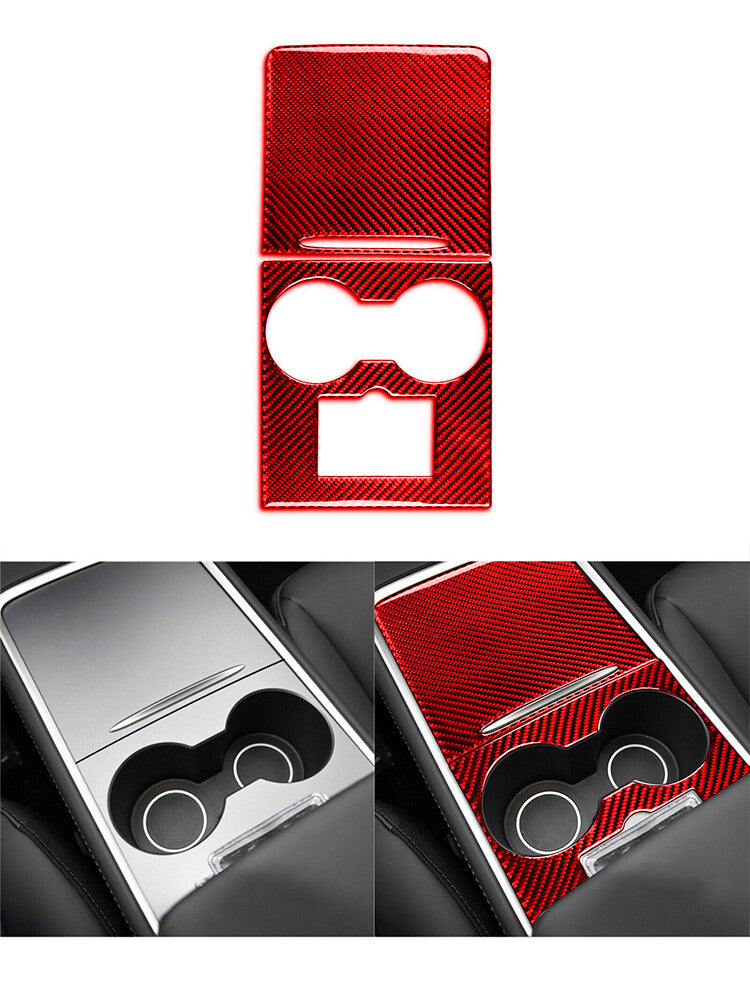 2X for Audi A4 B9 2017-2019 RedCarbon Fiber Interior Glove Box Handle Cover Trim v