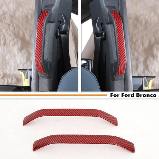 Car B Pillar Grab Handle Cover Trim For Bronco 21-24 Accessories Red Carbon v