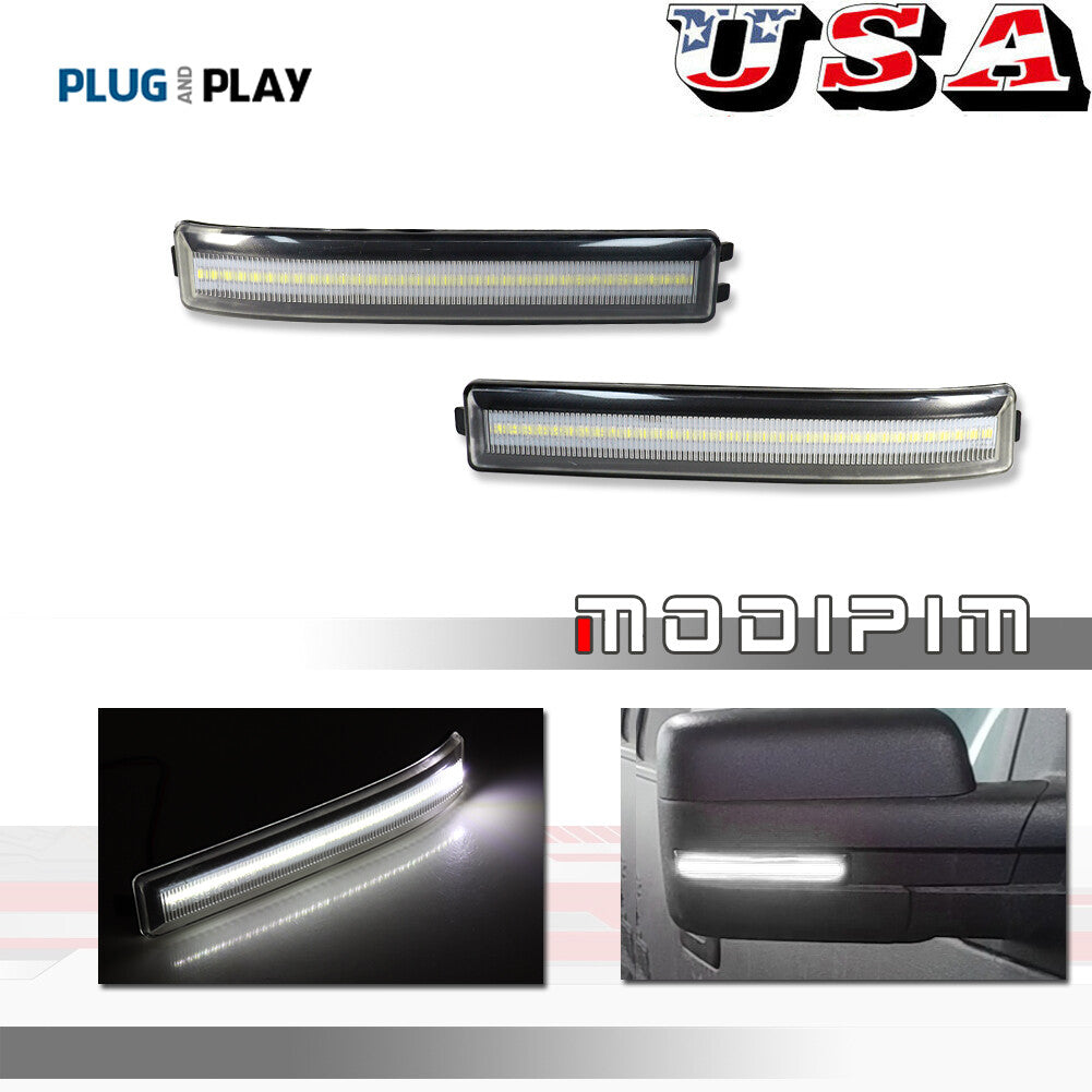 Suitable for 09 - 14 for F150 Clear Lens White LED Light/Side Mirror Rotating Signal Light - v