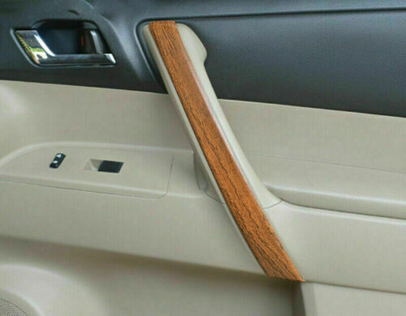 4For for Toyota Highlander 2008-13 Wood Grain Interior Door Armrest Strip Cover Trim