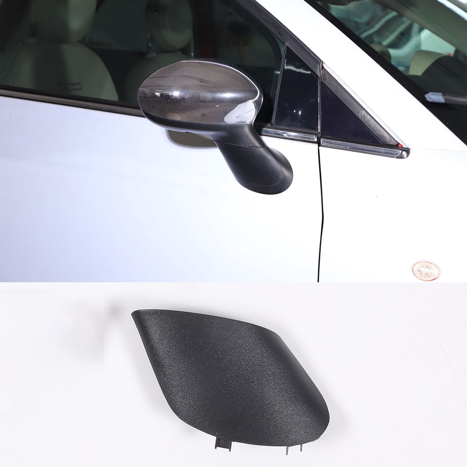 Fit 2012 - 2017 for Fiat 500 Left Right Side Door Mirror Trim Cover Replacement Part (1 Piece) n