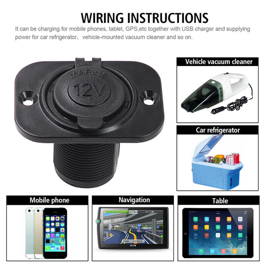 12V Waterproof Car Cigarette Lighter Socket Outlet Charger Power Plug Universal v