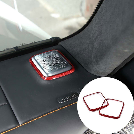 for Benz G Class W463 G63 G500 2019+Red Carbon Fiber Dashboard Speaker Ring Trim n