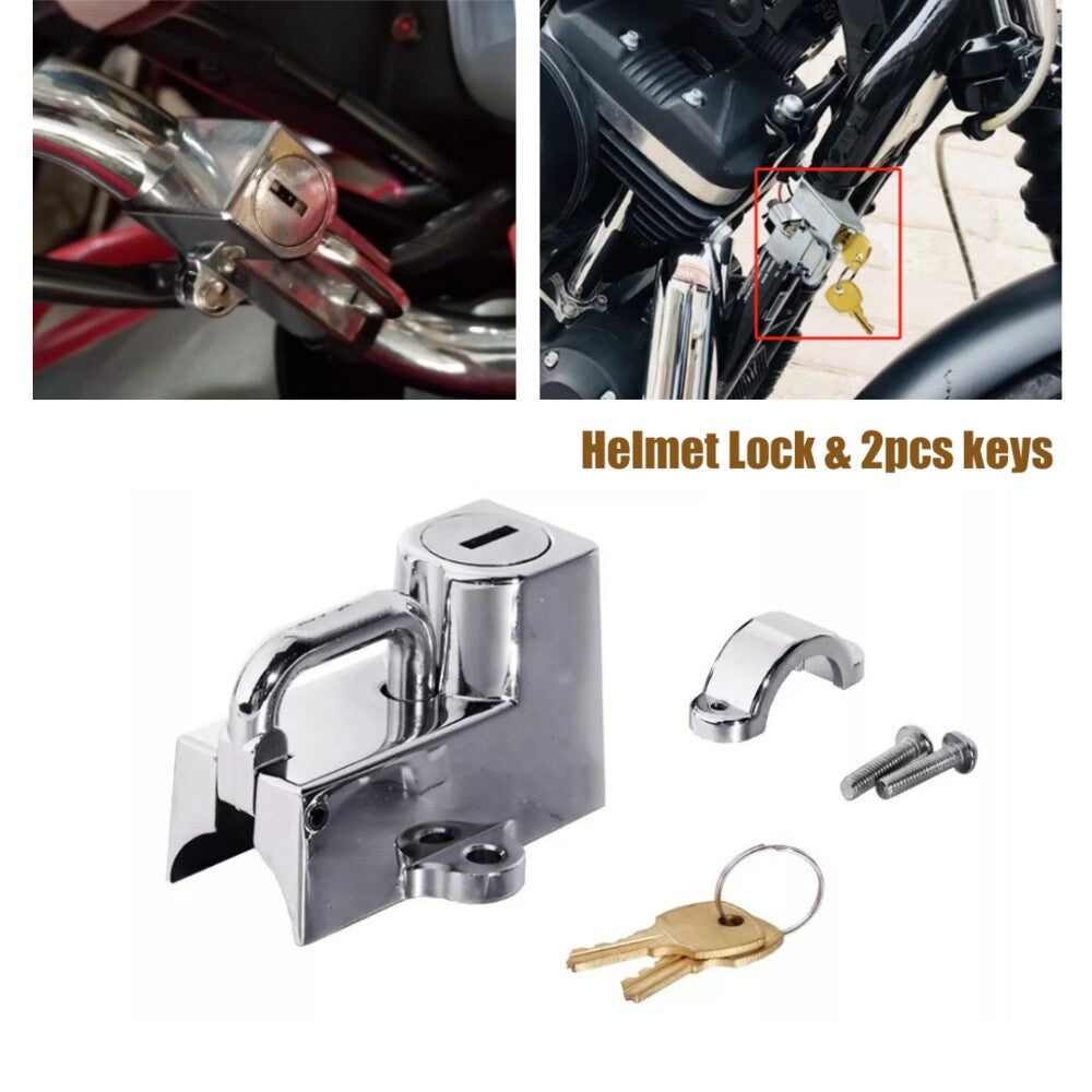 7/8 Chrome Helmet Lock Anti-theft w/Keys Universal for Harley Sportster XL 883
