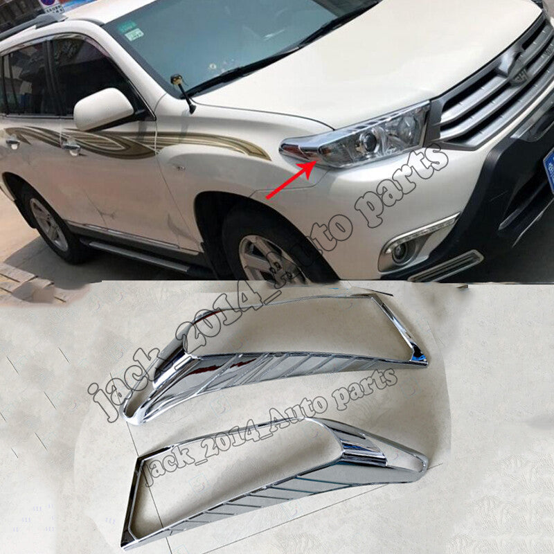 Chrome ABS Front Head light Lamp Cover trim for Toyota Highlander 2011 12 2013
