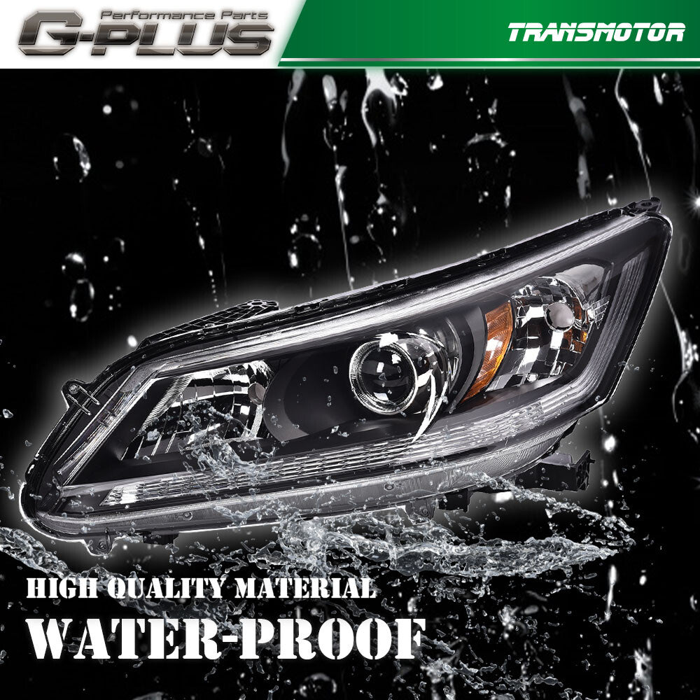 Fits 2013 - 2015 for Honda Accord Sedan Black Projector Headlight Left Side - v