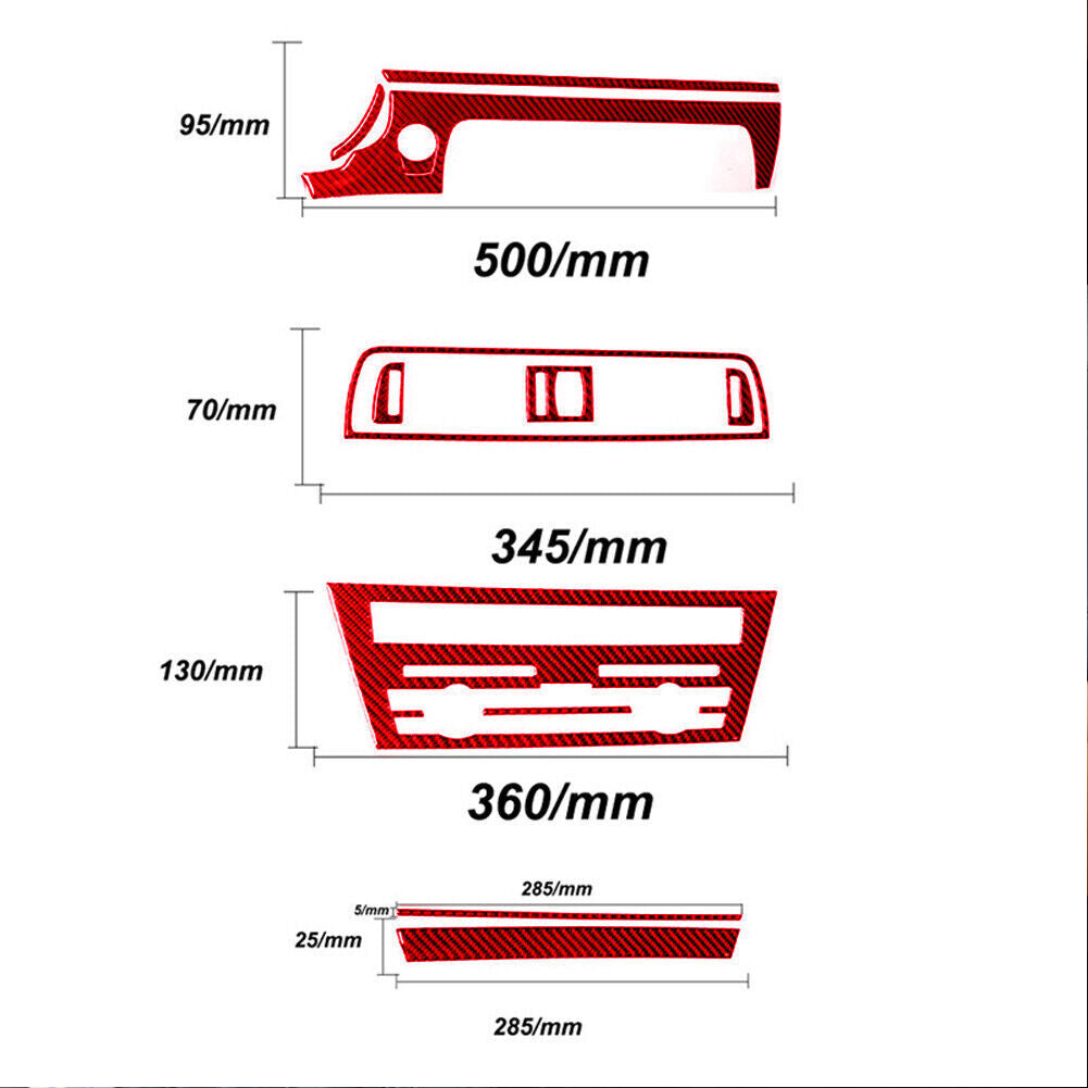 12Pcs Red Carbon Fiber Center Panel Cover Trim for BMW 6 Series F12 F13 2011-18