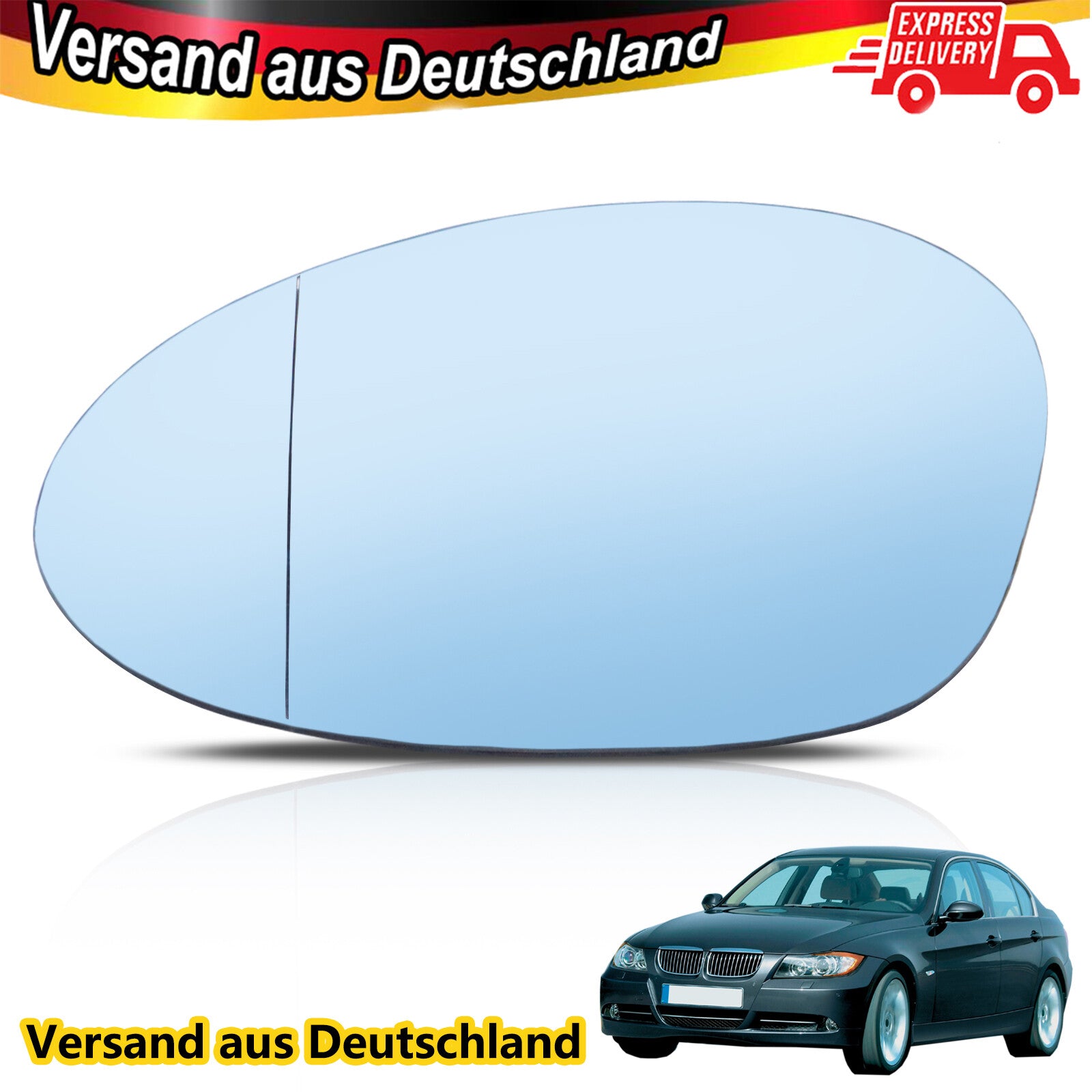 Mirror glass blue left convex for BMW 1 Series E81 E87 E88 E82 3 Series E90 E91 20052009 Q