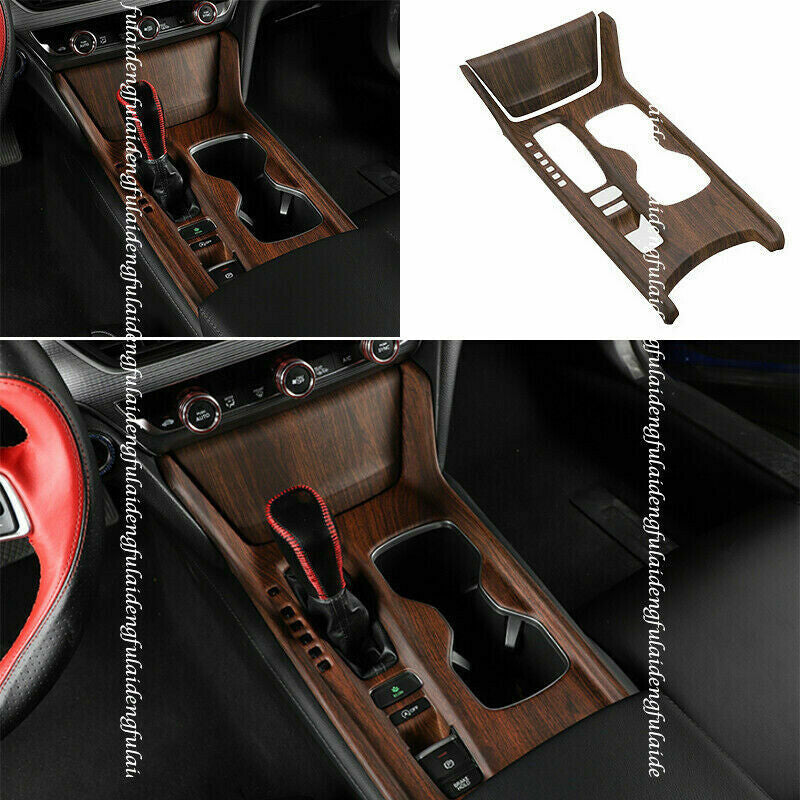 2Pcs for Honda Accord 2018-2021 Wood Grain Central Console Gear Shift Cover Trim