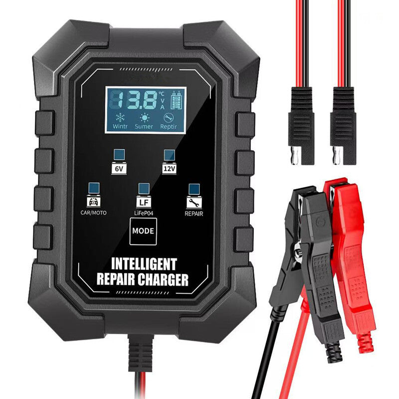 Car 12V Pulse Repair LCD Display for Smart Charger Lead-Acid Battery Charge EU Plug