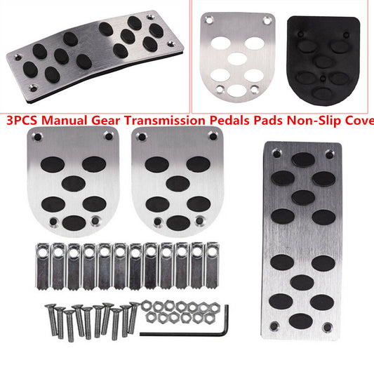 Universal 3-piece manual gear pedal, gas brake, metal pedal anti-slip cover - n