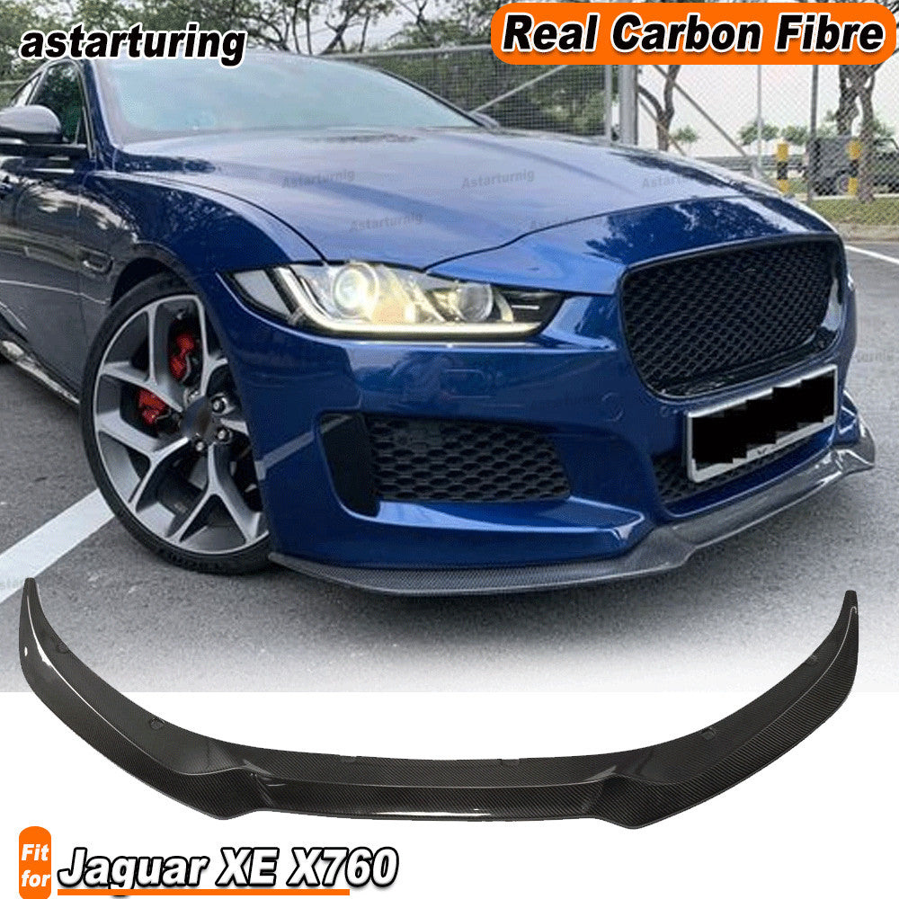 REAL CARBON Front Bumper Chin Lip Spoiler Fit for Jaguar XE X760 Sedan 2015-2017