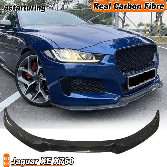 REAL CARBON Front Bumper Chin Lip Spoiler Fit for Jaguar XE X760 Sedan 2015-2017