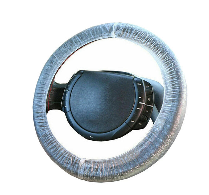 100Pcs Car Steering Wheel Cover Elastic Disposable Plastic Waterproof Accessory