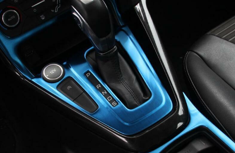 Blue Titanium Middle Console Gear Shift Panel Trim 1PCS for Ford Focus 2015-2018