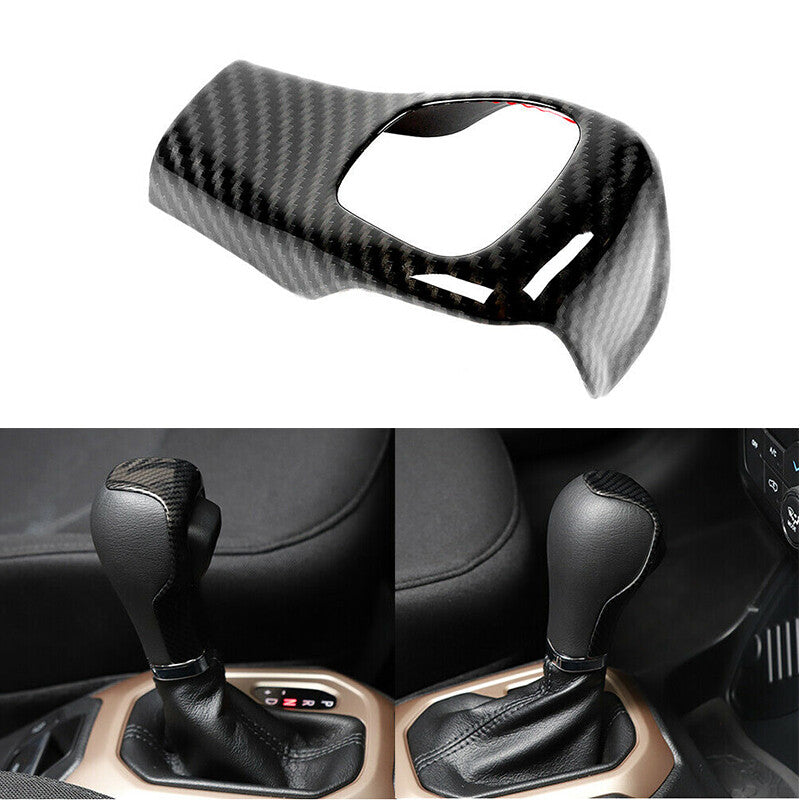 Carbon Fiber Inner Gear Lever Shift Knob Cover Trim for Jeep Cherokee 2014-2018
