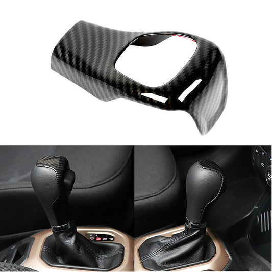 Carbon Fiber Inner Gear Lever Shift Knob Cover Trim for Jeep Cherokee 2014-2018