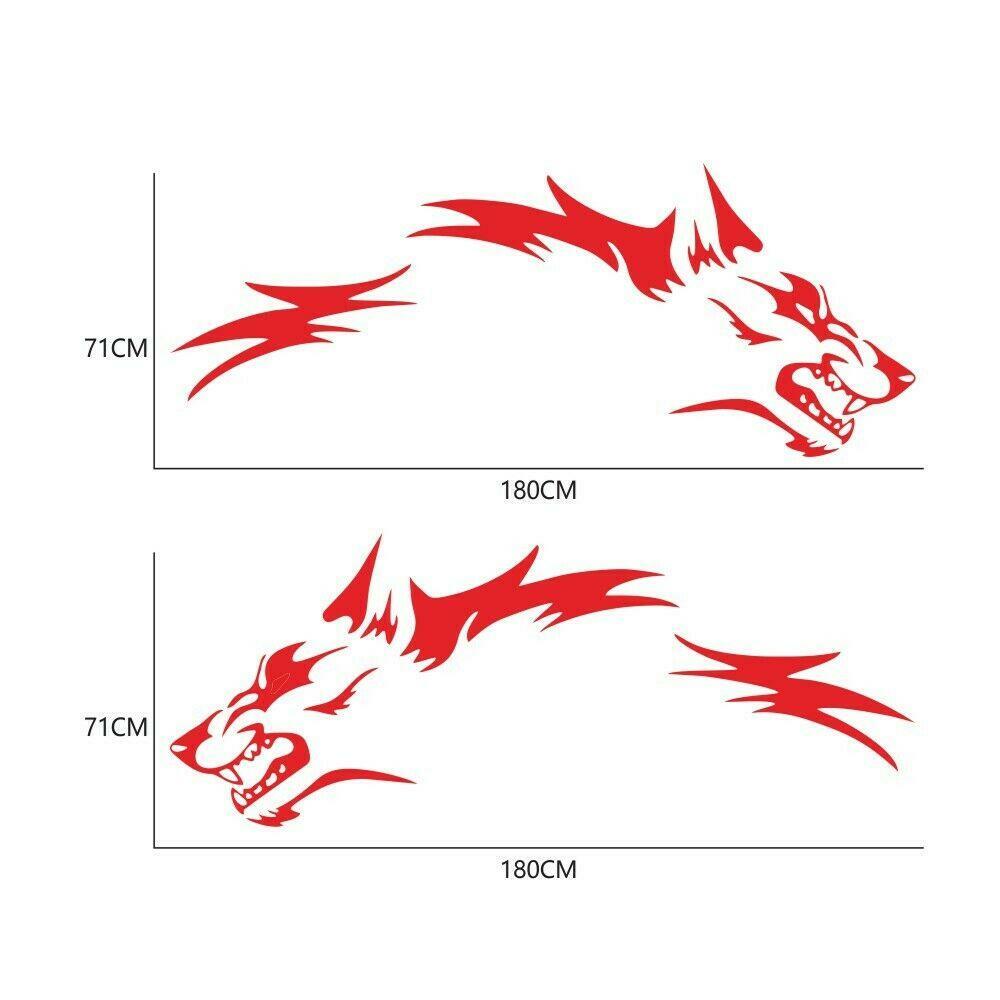 DIY Red Car Vinyl Decal - Running Wolf Graphic Racing Car Rear Wheel Body n