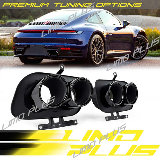 Gloss black sports exhaust pipes for Porsche for 911 Carrera 992 2020-2023 Q