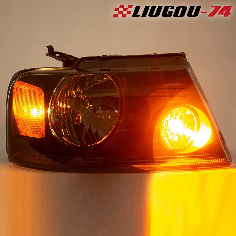 Headlights suitable for 04-08 F150 for Lincoln Mark LT black shell lights in the United States- v