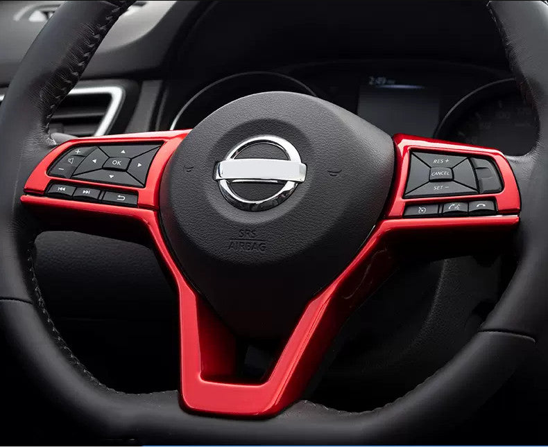 Red ABS Steering Wheel Decor Frame Trim 3PCS For Altima 2019-2023 v