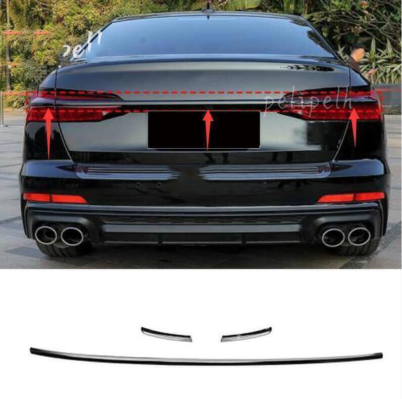 for Audi A6 C8 2019-23 Black ABS Rear Door Trunk CoverTail light Strip Trim 3x