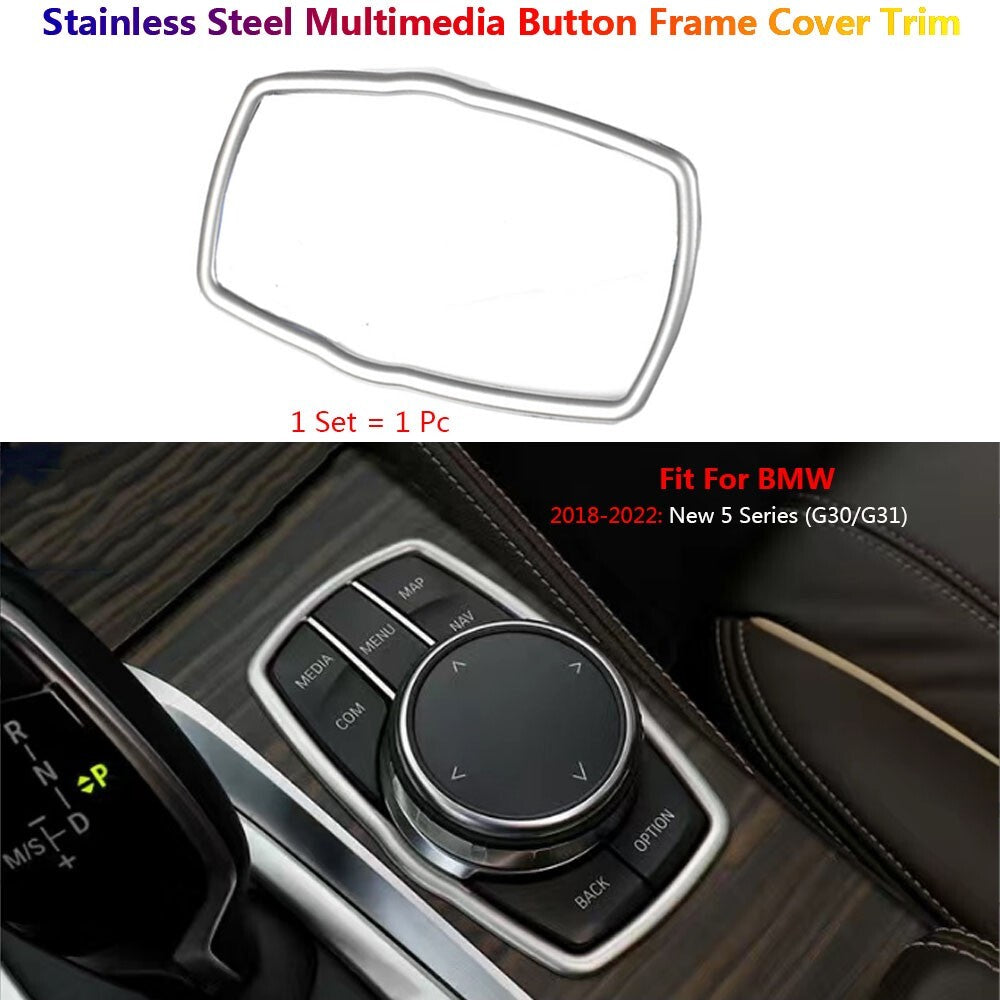 Stainless for BMW 5 Series G30 Car Interior Console Multimedia Switch Cover Trim