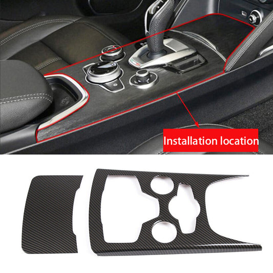 Carbon Fiber ABS Central Gear Shift Panel Cover for Alfa Romeo for Stelvio 2020-2021