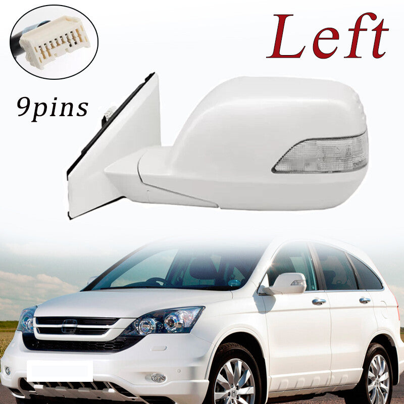 White door side mirrors with turn signal heating, 9-inch left, suitable for Honda CRV 2007 - 2011