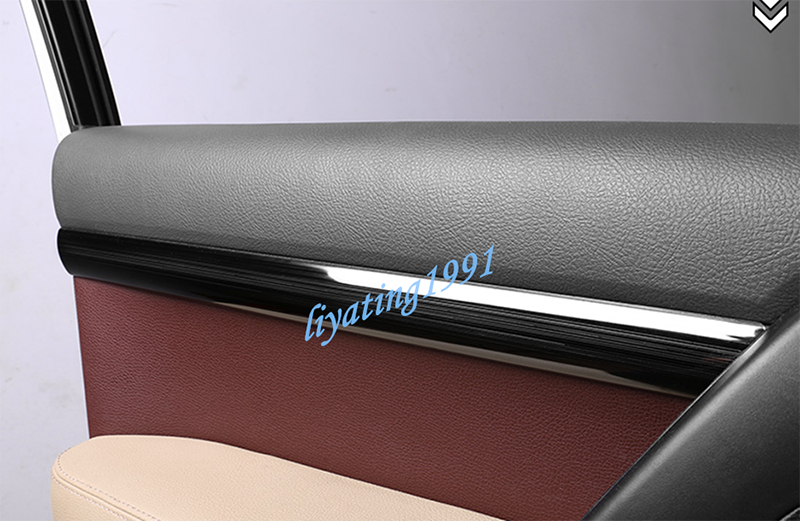 Black Titanium Inner Door Decor Strip Trim for Toyota for Land Cruiser LC200 2008-21