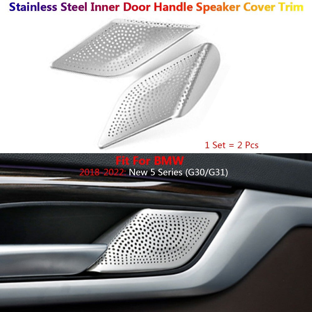 Stainless for BMW 5 Series G30 Car Inner Door Handle Speaker Stereo Cover Trims