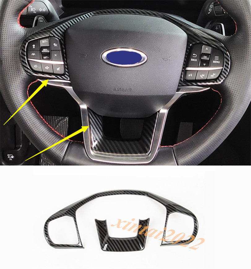 for ford  Explorer 2020 2021 Carbon Fiber Steering Wheel Frame Decor Cover Trim