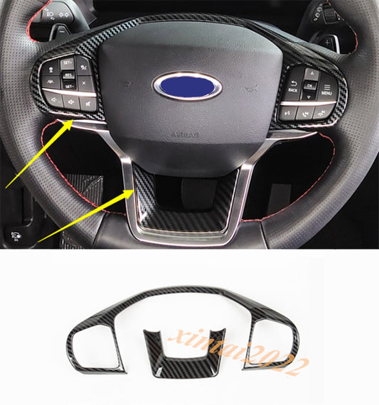 for ford  Explorer 2020 2021 Carbon Fiber Steering Wheel Frame Decor Cover Trim