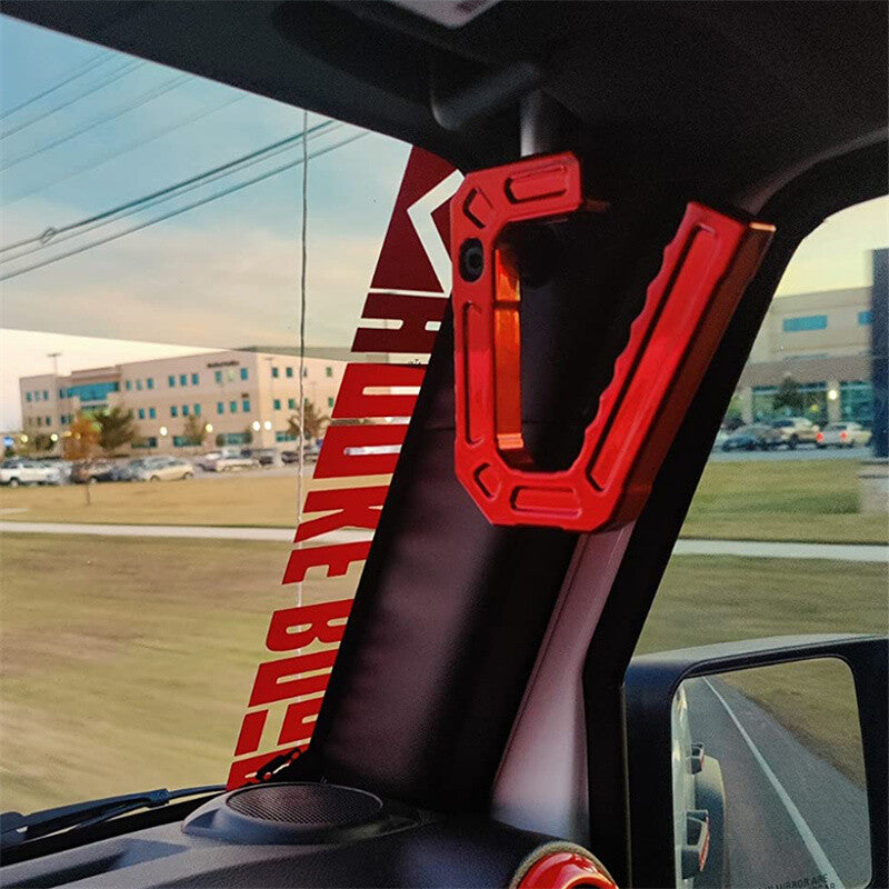 Red front grip handle, aluminum compatible with for Jeep for Wrangler JK 2007-2018