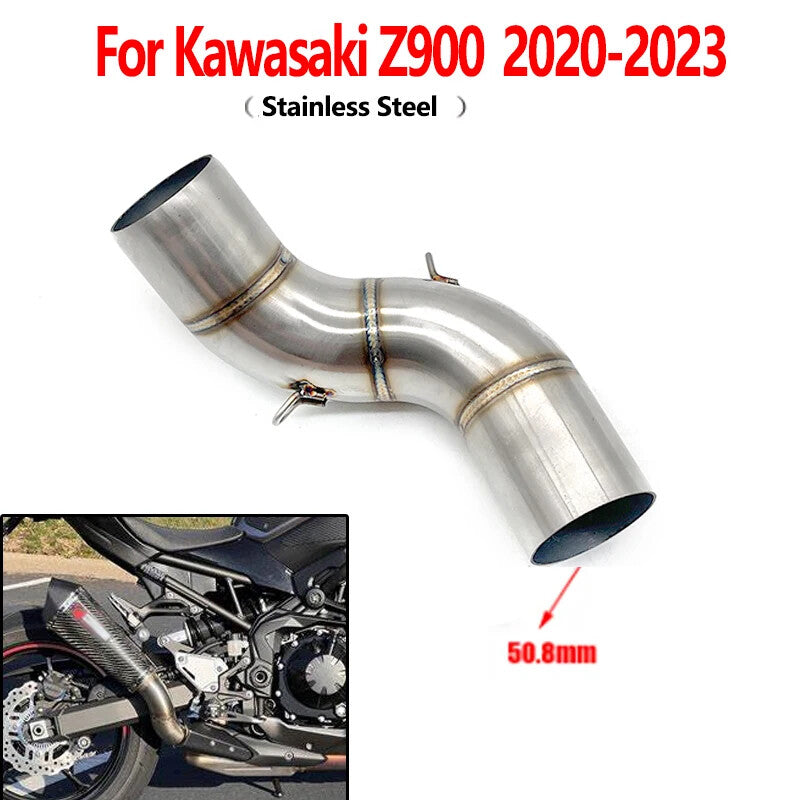 51mm Stainless Slip-On Exhaust Mid Pipe Fit Kit for Kawasaki Z900 2020-2023