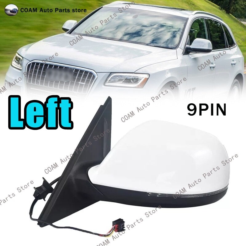 White left-side car rearview mirror assembly for Audi Q5 2009 - 2015 Q