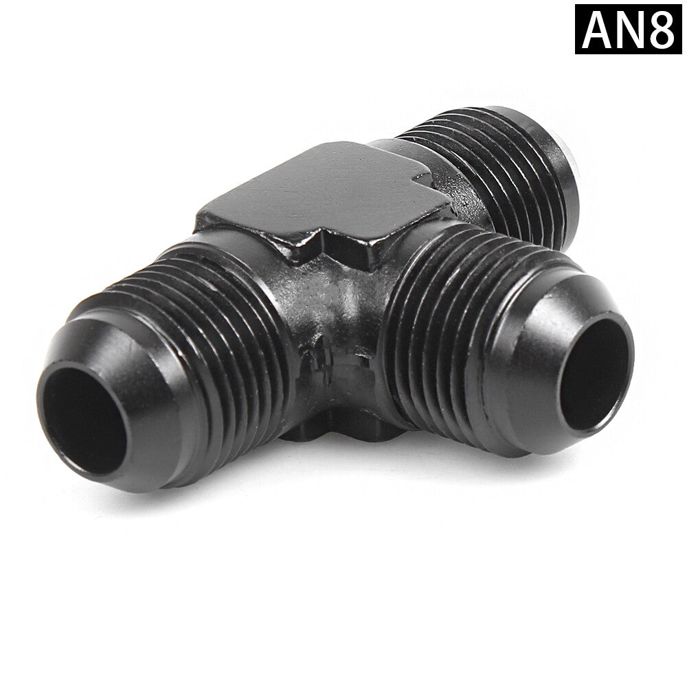3-Way Tee T-Piece Hose Fitting Adapter AN6/8/10 Female to 2x AN Male Black Q