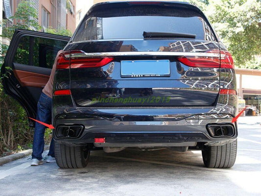 Black titanium alloy rear exhaust muffler tip trim for BMW X5 G05 2019-2021