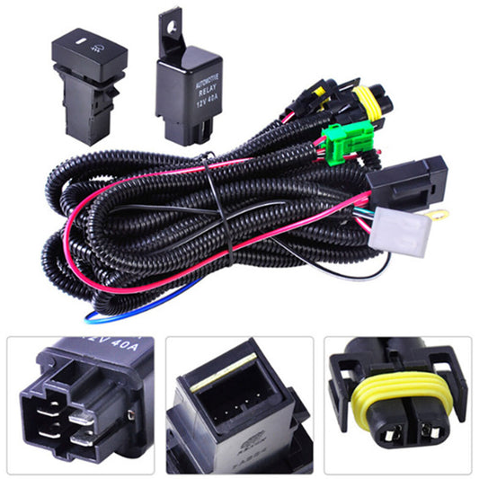 Fog light wiring harness, LED indicator switch, 12V 40A relay, H11, H8, H16- n