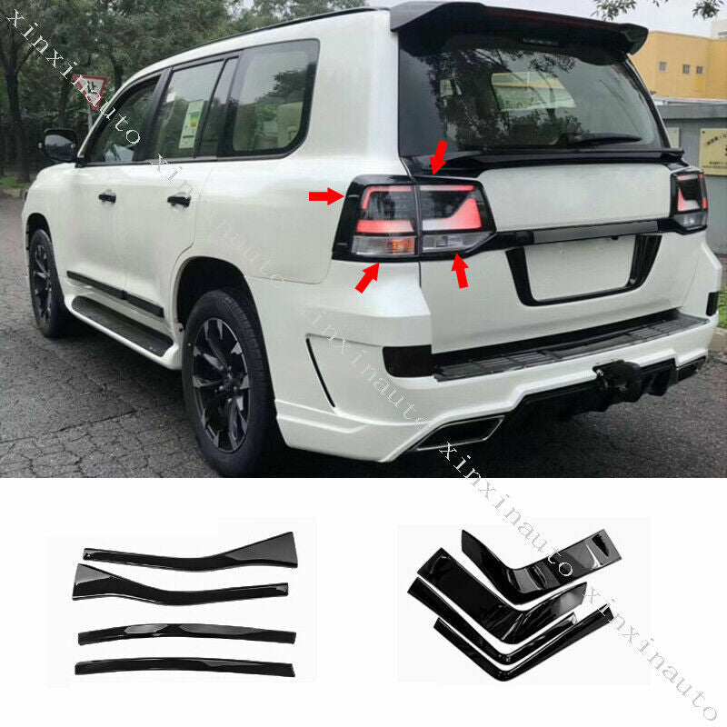 Piano Black Rear Taillight Molding Trim Strips for Land Cruiser LC200 2016-2021