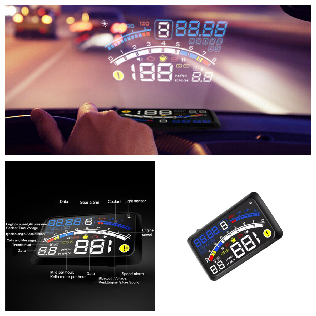 F4 Car HUD Head-Up Display OBD II (5.5-inch Instrument Panel Projector) n