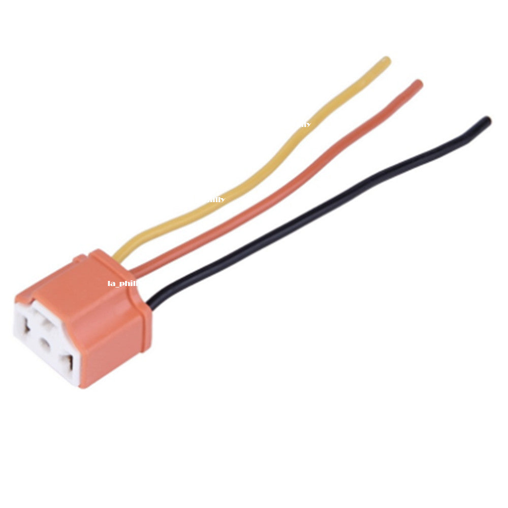 2pcs H4 Car Female Ceramic Headlight Extension Connector Plug Light Wire Q