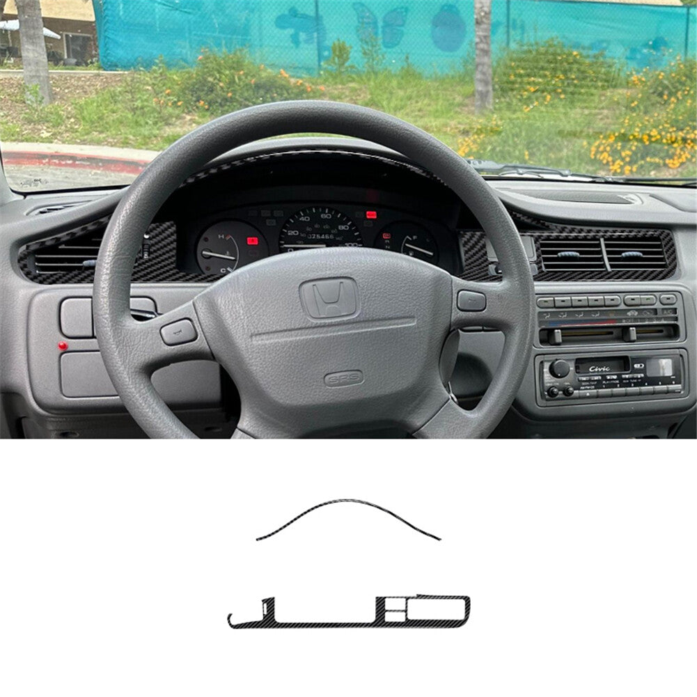 3X Carbon Fiber Gear Shift Panel Cover Trim for for Honda for Civic 1992-1995 2DR v