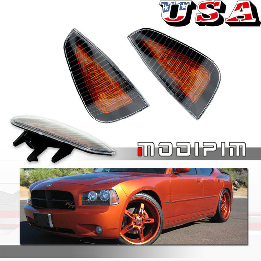 Amber Lens Corner Stop Marker Signal Light Housing for 06-10 for Dodge Charger - v
