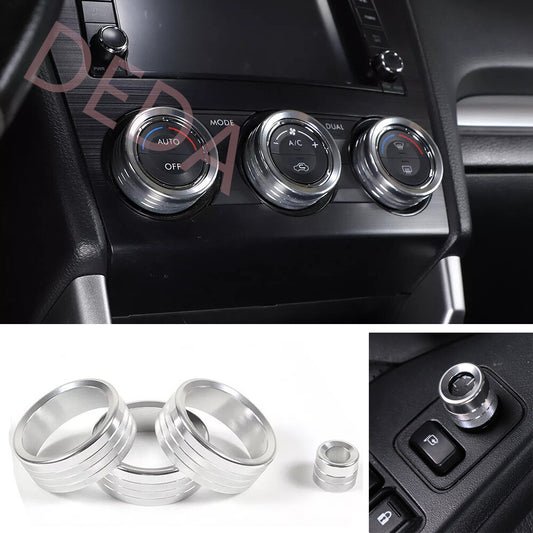 Silver AC/Rearview Mirror Adjust Knob Ring Cover for Subaru Forester /XV 2013-18