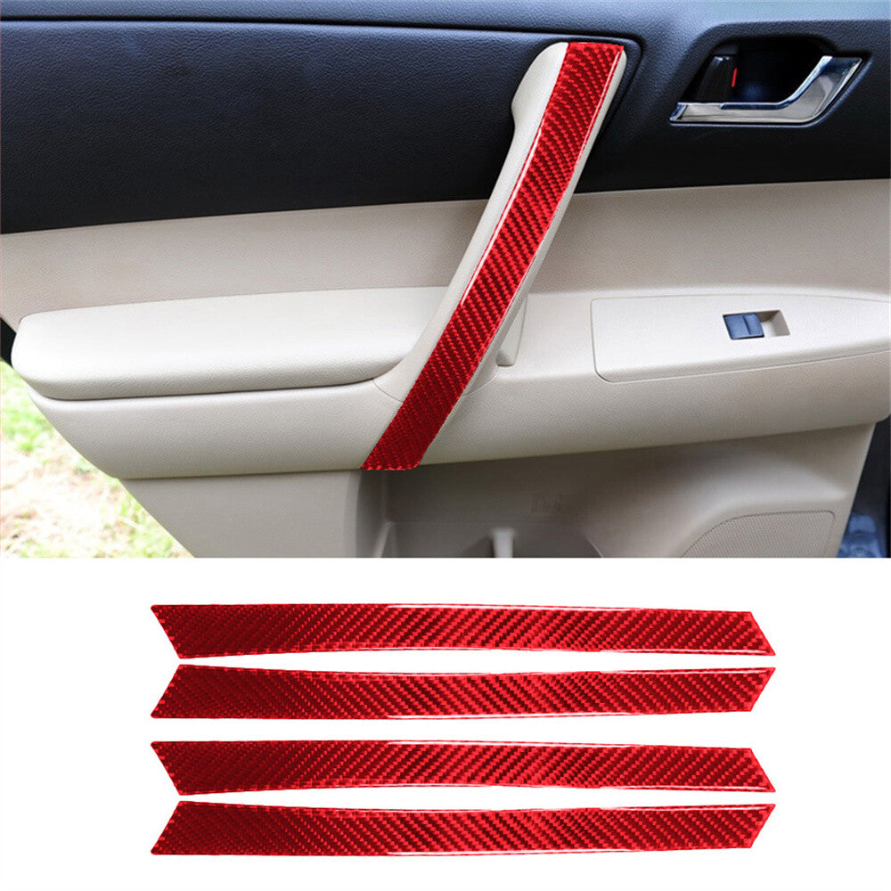 4¡ÁRed Carbon Fiber Interior Door Panel Decor Cover For Toyot@ Highlander 2008-13